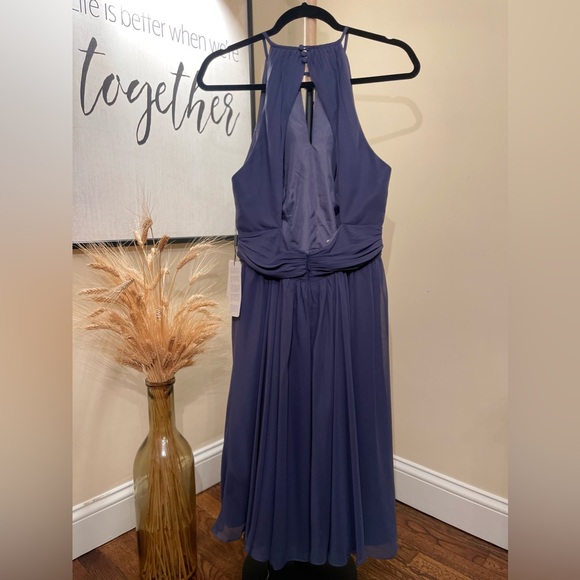 NWT - A-line Scoop Chiffon Cocktail Dress With Ruffle - Picture 9 of 16
